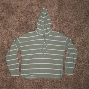 Turquoise & White striped hoodie